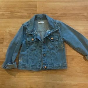 NWOT floral embroidered jean jacket